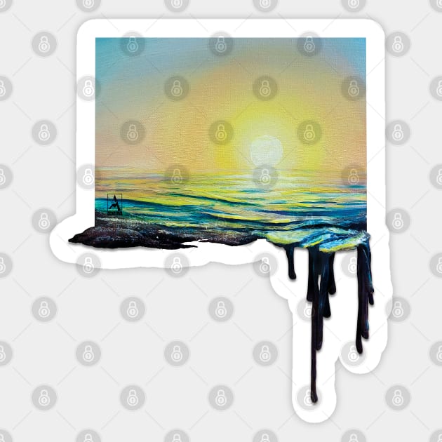 Original Painting "The Sun Arises and Ocean Emanates" Sticker by Altruiself Design